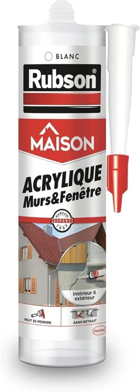Mastic acrylique blanc pour murs et pourtours de fenêtres