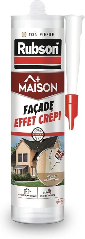 Mastic pour fissures de façade, effet crépi ton pierre