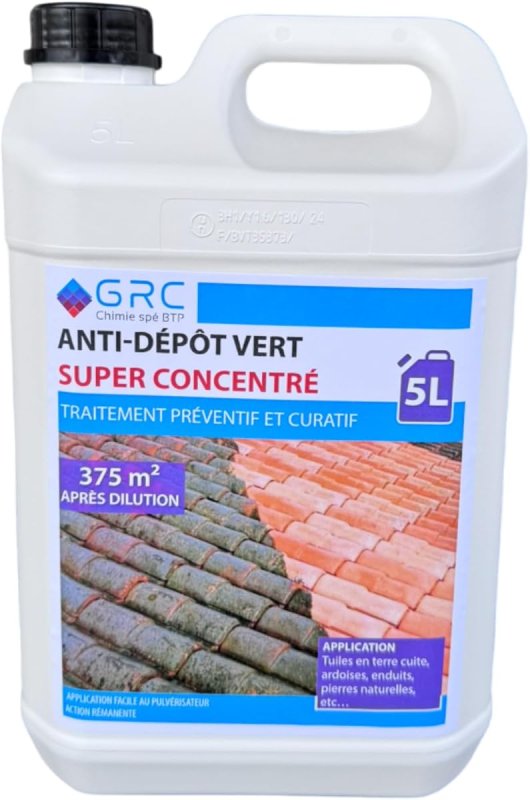 Traitement concentré anti-dépôt vert toitures et façades