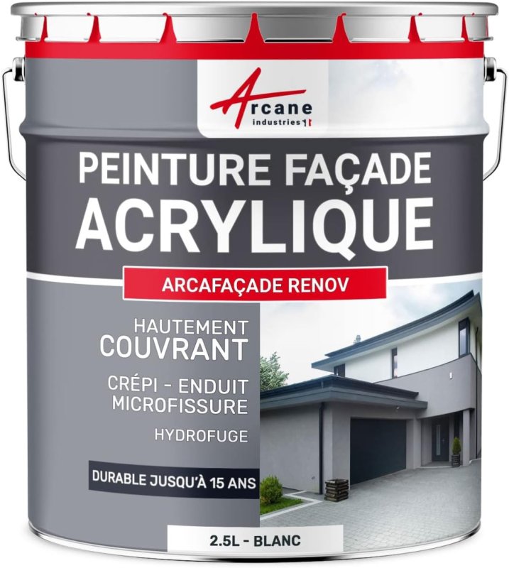 Peinture acrylique de façade pour crépi, blanc