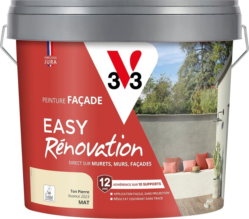 Peinture de rénovation pour façade, teinte ton pierre